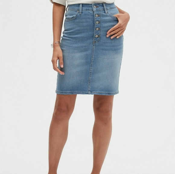 Banana republic petite button-fly denim pencil sk - Picture 9 of 10